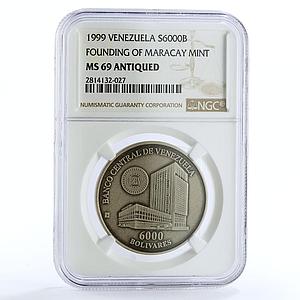 Venezuela 6000 bolivares Mint House Complex Bank MS69 NGC silver coin 1999