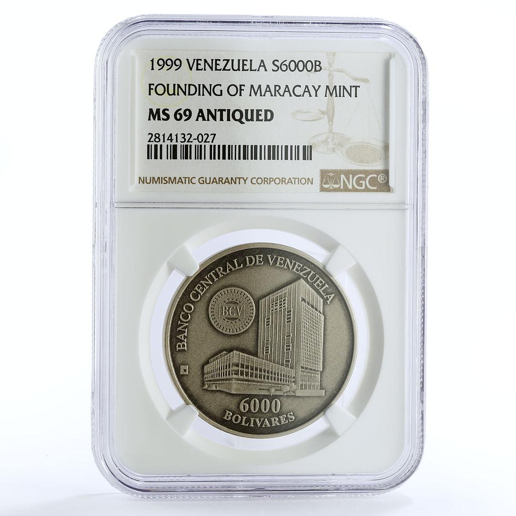 Venezuela 6000 bolivares Mint House Complex Bank MS69 NGC silver coin 1999