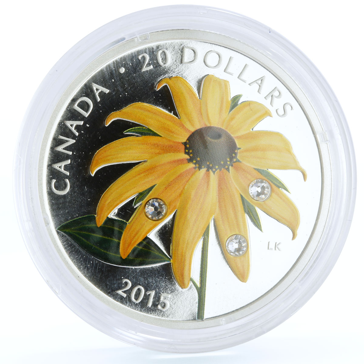 Canada 20 dollars Flora Black Eyed Susan Flower colored proof silver coin 2015