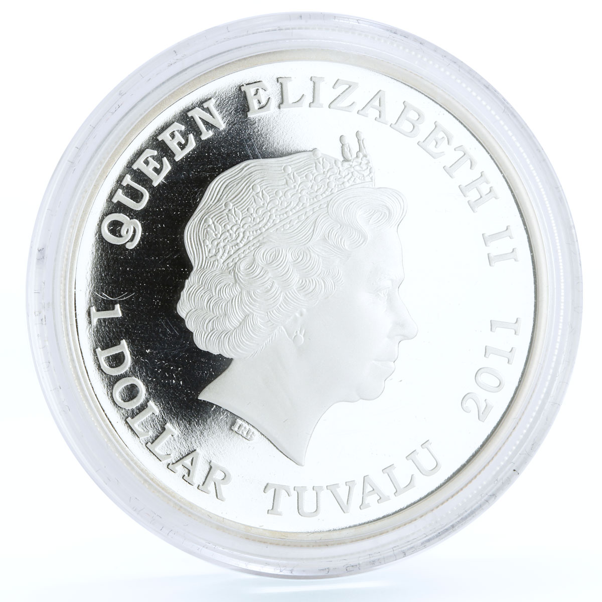 Tuvalu 1 dollar Endangered Wildlife Orangutan Fauna colored silver coin 2011
