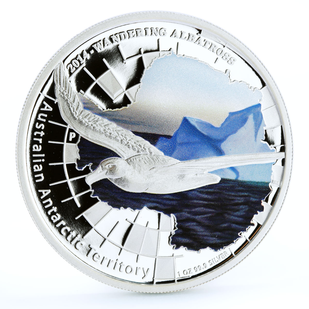 Australia 1 dollar Antarctic Territory Albatros Bird Fauna colored Ag coin 2014