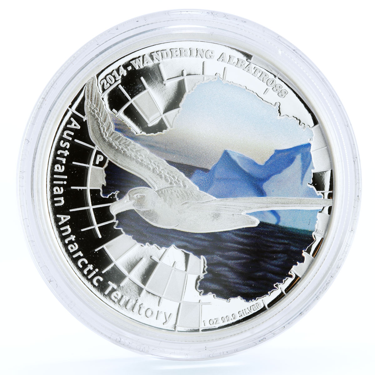 Australia 1 dollar Antarctic Territory Albatros Bird Fauna colored Ag coin 2014