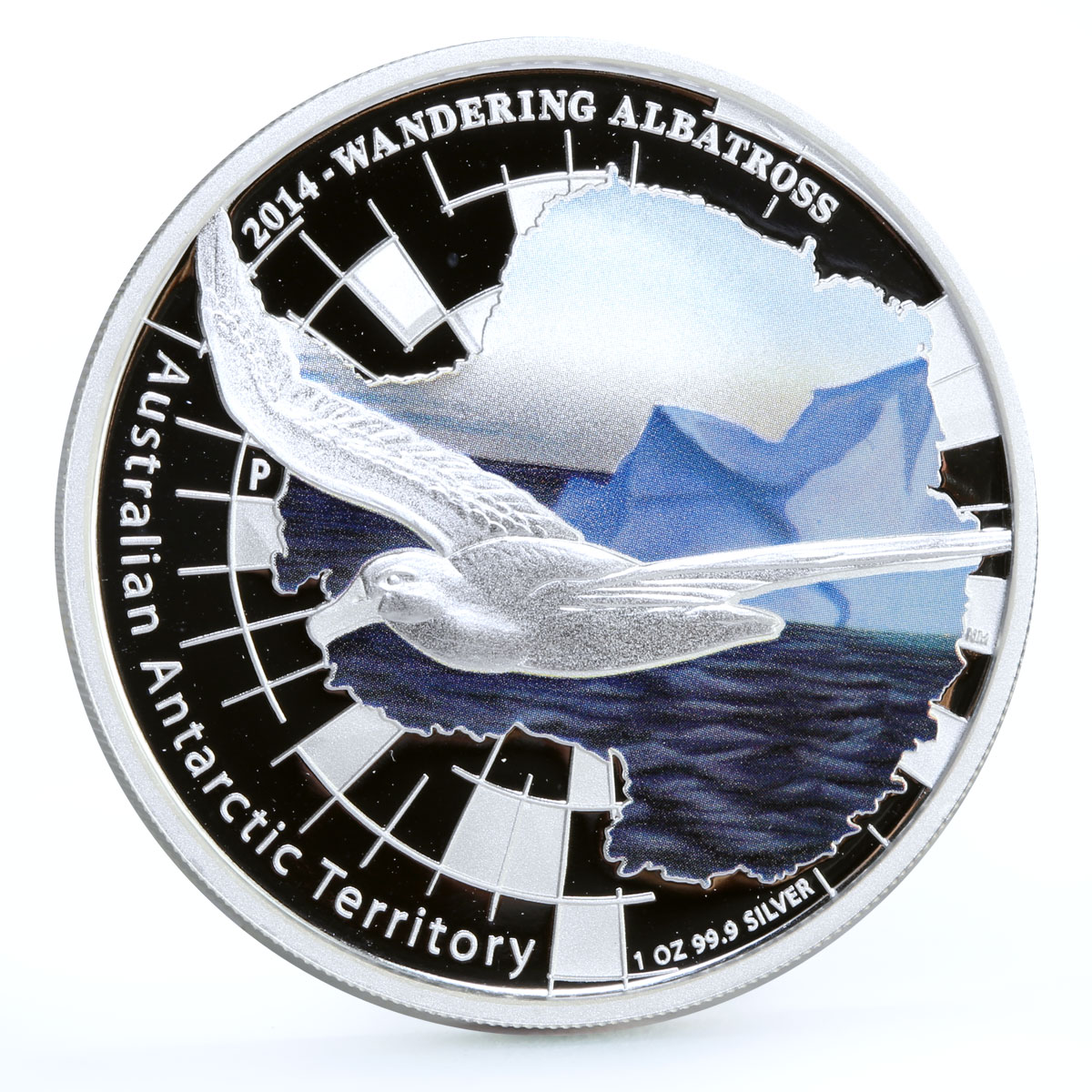 Australia 1 dollar Antarctic Territory Albatros Bird Fauna colored Ag coin 2014