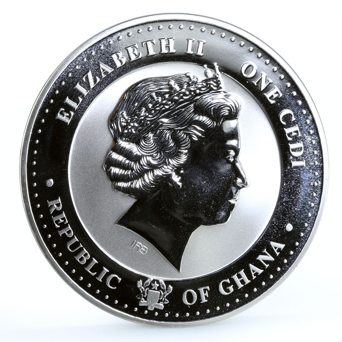 Ghana 1 cedi The Royal Baby Stork Bird proof colored silverplated Cu coin 2013