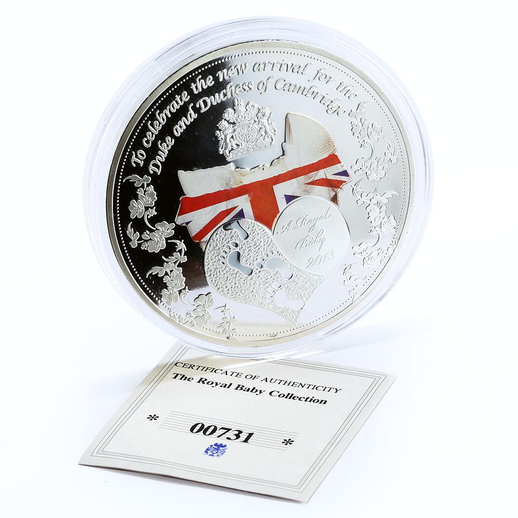 Ghana 1 cedi The Royal Baby Union Jack Cradle colored silverplated Cu coin 2013