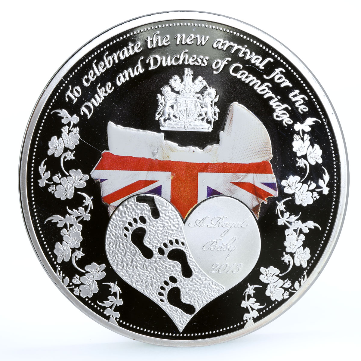 Ghana 1 cedi The Royal Baby Union Jack Cradle colored silverplated Cu coin 2013