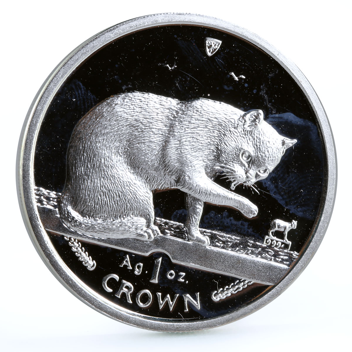 Isle of Man 1 crown British Blue Cat proof silver coin 1999