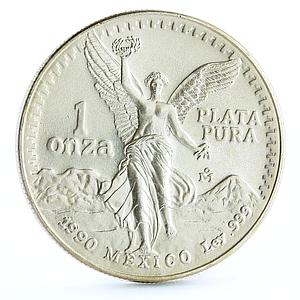 Mexico 1 onza Libertad Angel of Independence silver coin 1990