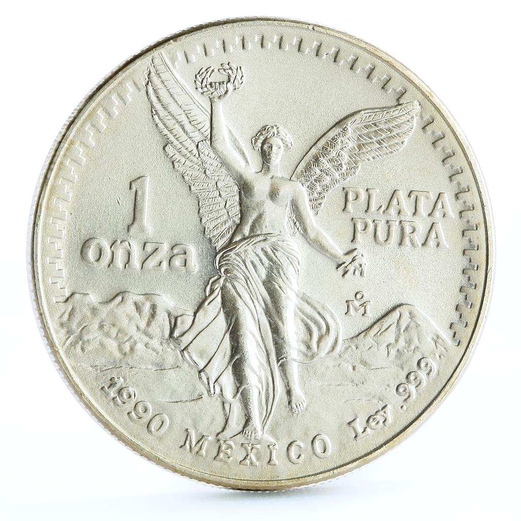 Mexico 1 onza Libertad Angel of Independence silver coin 1990
