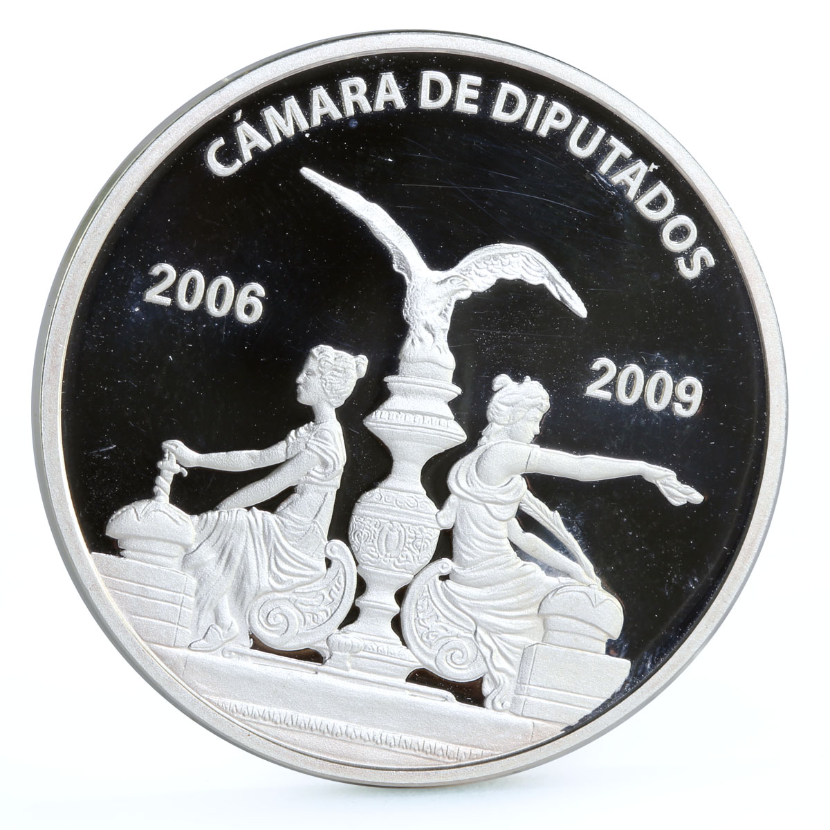 Mexico Camara de Diputados Statues Eagle Bird proof silver medal token coin 2009