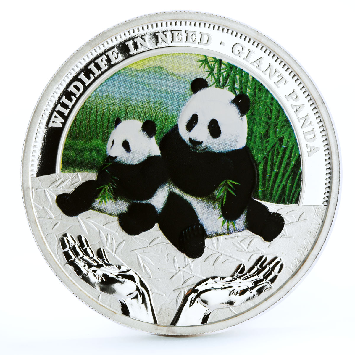 Tuvalu 1 dollar Endangered Wildlife Giant Panda Fauna colored silver coin 2011