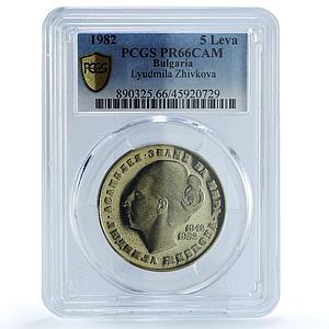 Bulgaria 5 leva Art Historian Lyudmila Zhivkova PR66 PCGS CuNi coin 1982