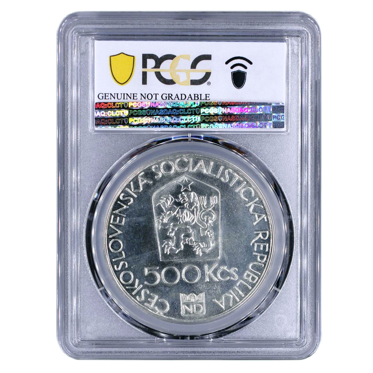 Czechoslovakia 500 korun National Theater in Prague Genuine PCGS Ag coin 1983