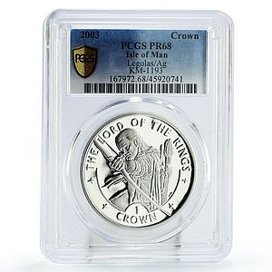 Isle of Man 1 crown Lord of the Rings Elf Legolas PR68 PCGS silver coin 2003