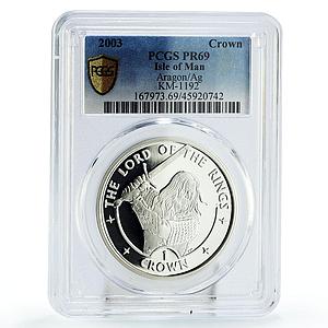 Isle of Man 1 crown Lord of the Rings King Aragorn PR69 PCGS silver coin 2003