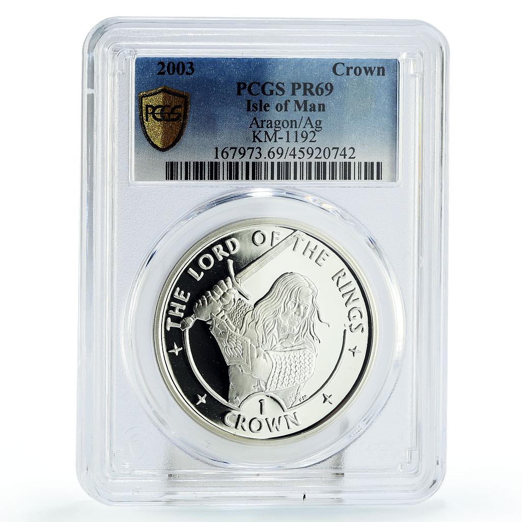Isle of Man 1 crown Lord of the Rings King Aragorn PR69 PCGS silver coin 2003