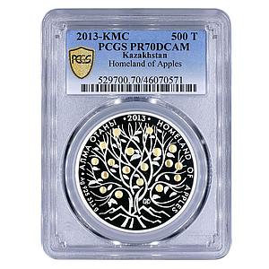 Kazakhstan 500 tenge Homeland of Apples Tree PR70 PCGS gilded silver coin 2013
