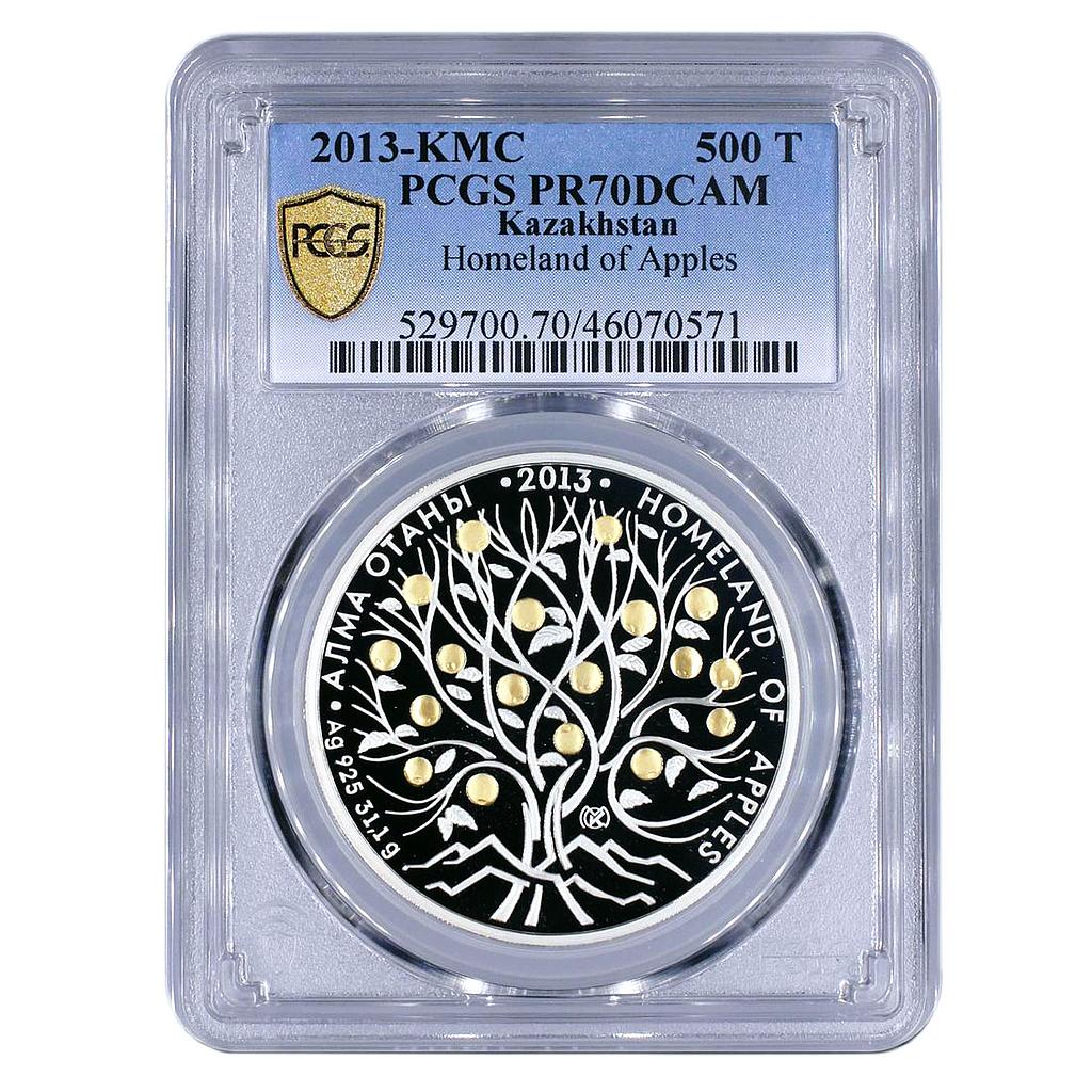 Kazakhstan 500 tenge Homeland of Apples Tree PR70 PCGS gilded silver coin 2013