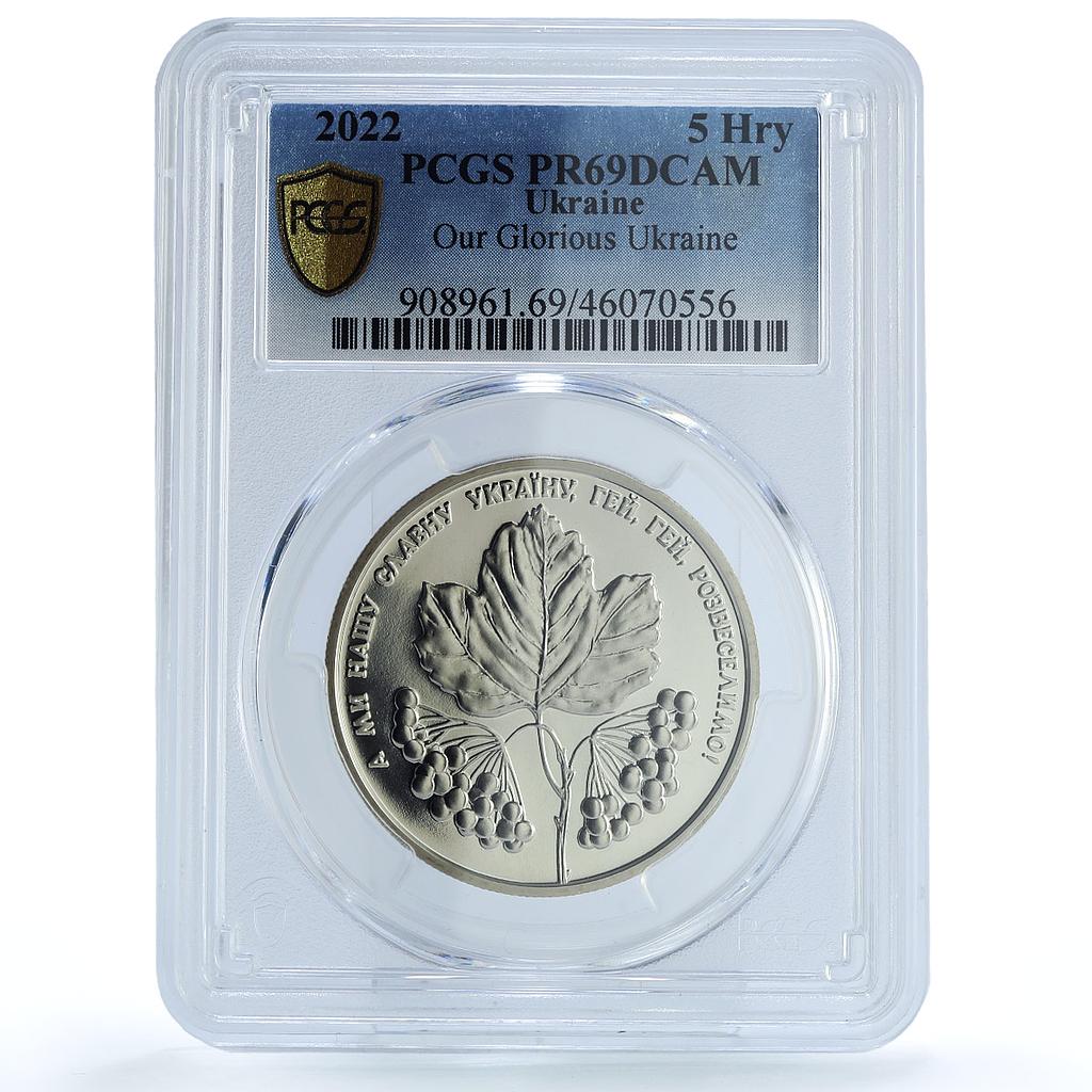 Ukraine 5 hryvnias Red Viburnum Song Glorious Ukraine PR69 PCGS CuNi coin 2022 Ukraine 5 hryvnias Red Viburnum Song Glorious Ukraine PR69 PCGS CuNi coin 2022