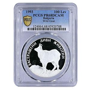 Bulgaria 100 leva Endangered Wildlife Wild Goat Fauna PR68 PCGS silver coin 1993