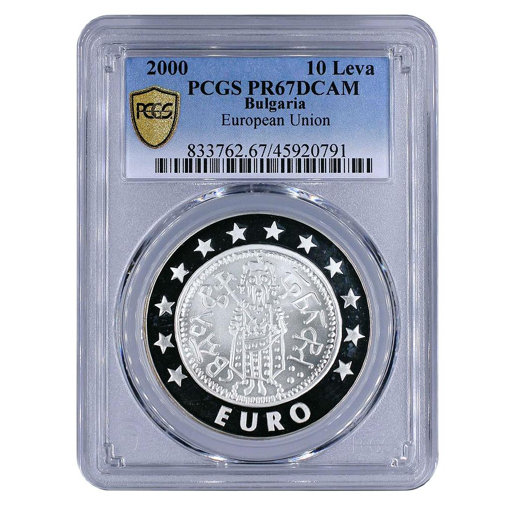 Bulgaria 10 leva Acceptance in the European Union PR67 PCGS silver coin 2000