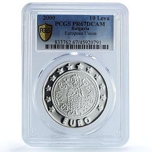 Bulgaria 10 leva Acceptance in the European Union PR67 PCGS silver coin 2000