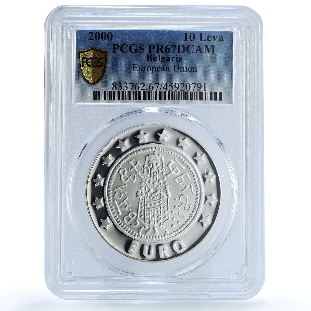 Bulgaria 10 leva Acceptance in the European Union PR67 PCGS silver coin 2000 Bulgaria 10 leva Acceptance in the European Union PR67 PCGS silver coin 2000