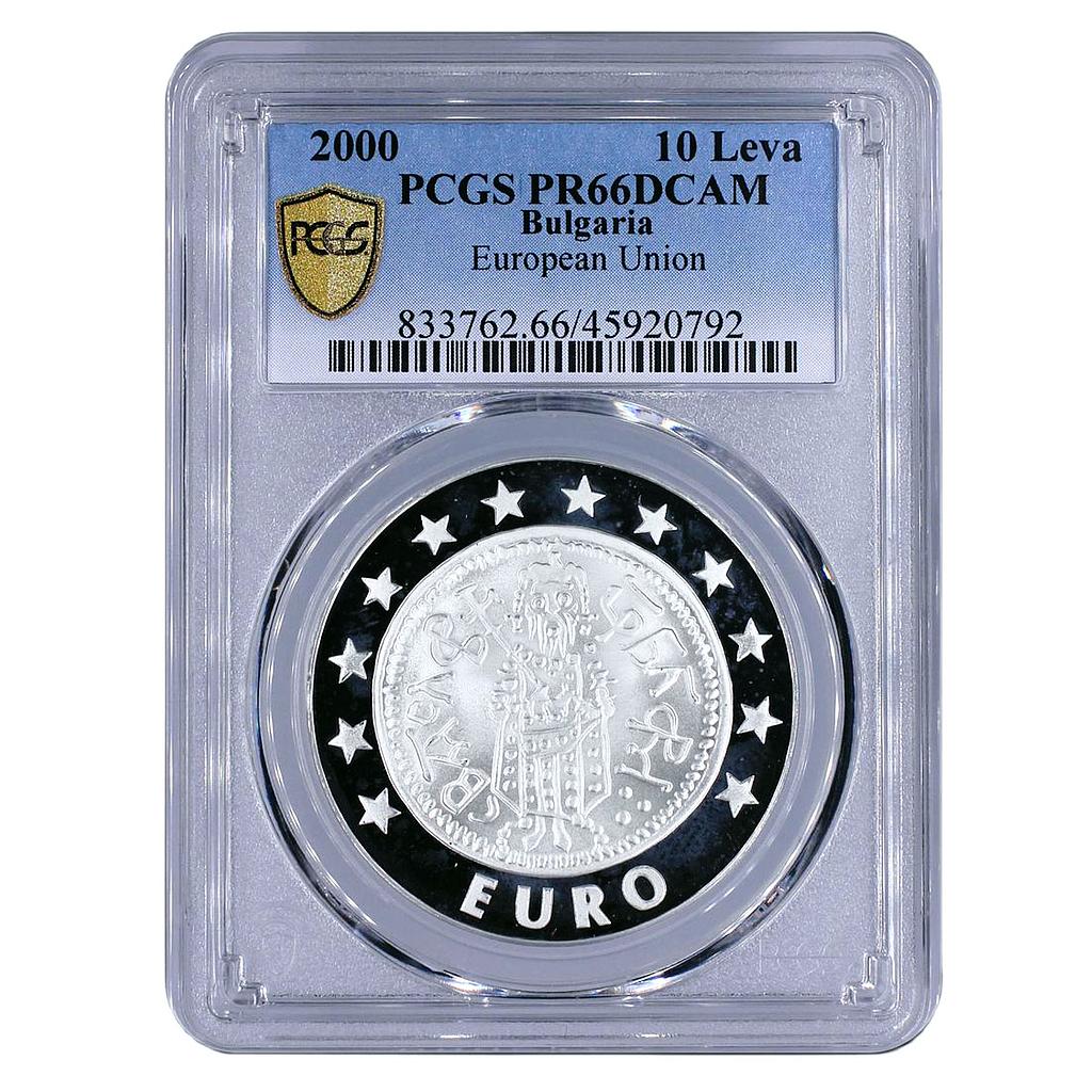 Bulgaria 10 leva Acceptance in the European Union PR66 PCGS silver coin 2000