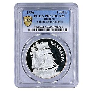 Bulgaria 1000 leva Sailing Ship Kaliakra PR67 PCGS proof silver coin 1996