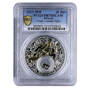 Belarus 20 rubles Zodiac Signs series Virgo PR70 PCGS gilded silver coin 2013