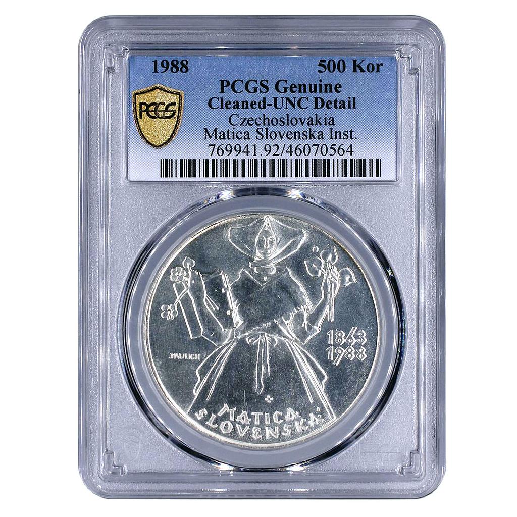 Czechoslovakia 500 korun Birthday of Matica Slovenska Genuine PCGS Ag coin 1988