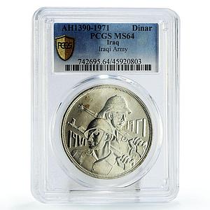 Iraq 1 dinar 50th Anniversary of Army MS64 PCGS silver coin 1971