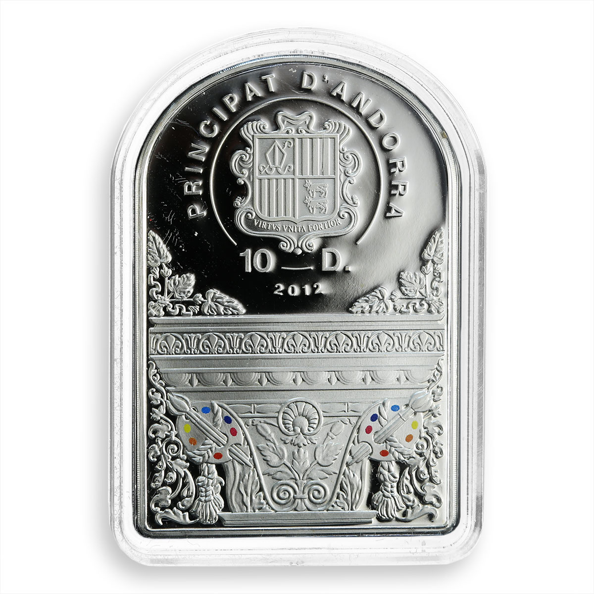 Andorra 10 dinars Seven Virtues TEMPERANCE P. Pollaiolo silver Coloured 2012