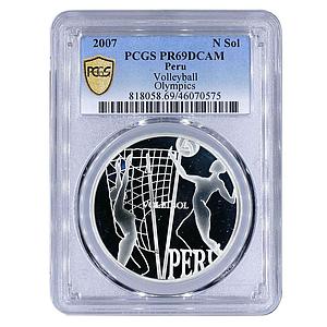 Peru 1 sol Olympic Sports Games Volleyball PR69 PCGS proof silver coin 2007