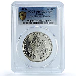 Ukraine 5 hryvnias Red Viburnum Song Glorious Ukraine PR70 PCGS CuNi coin 2022