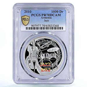 Armenia 1000 dram Jazz Music Instruments Notes PR70 PCGS silver coin 2010