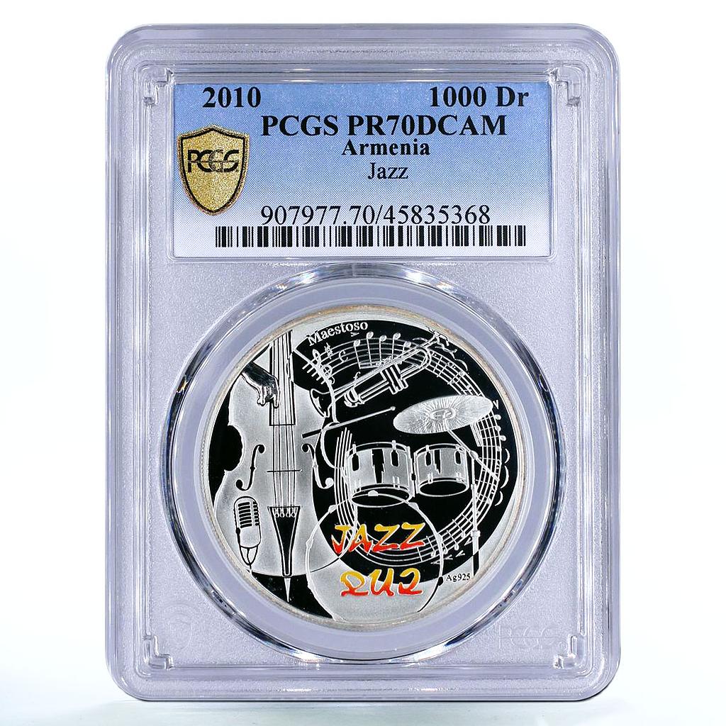 Armenia 1000 dram Jazz Music Instruments Notes PR70 PCGS silver coin 2010