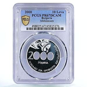 Bulgaria 10 leva The Beginning of the New Millennium PR67 PCGS silver coin 2000