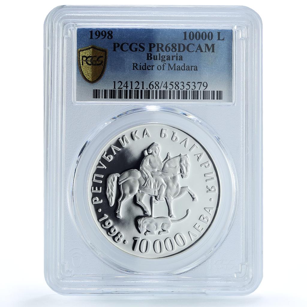 Bulgaria 10000 leva Euro Rhyton Rider of Madara PR68 PCGS silver coin 1998 Bulgaria 10000 leva Euro Rhyton Rider of Madara PR68 PCGS silver coin 1998