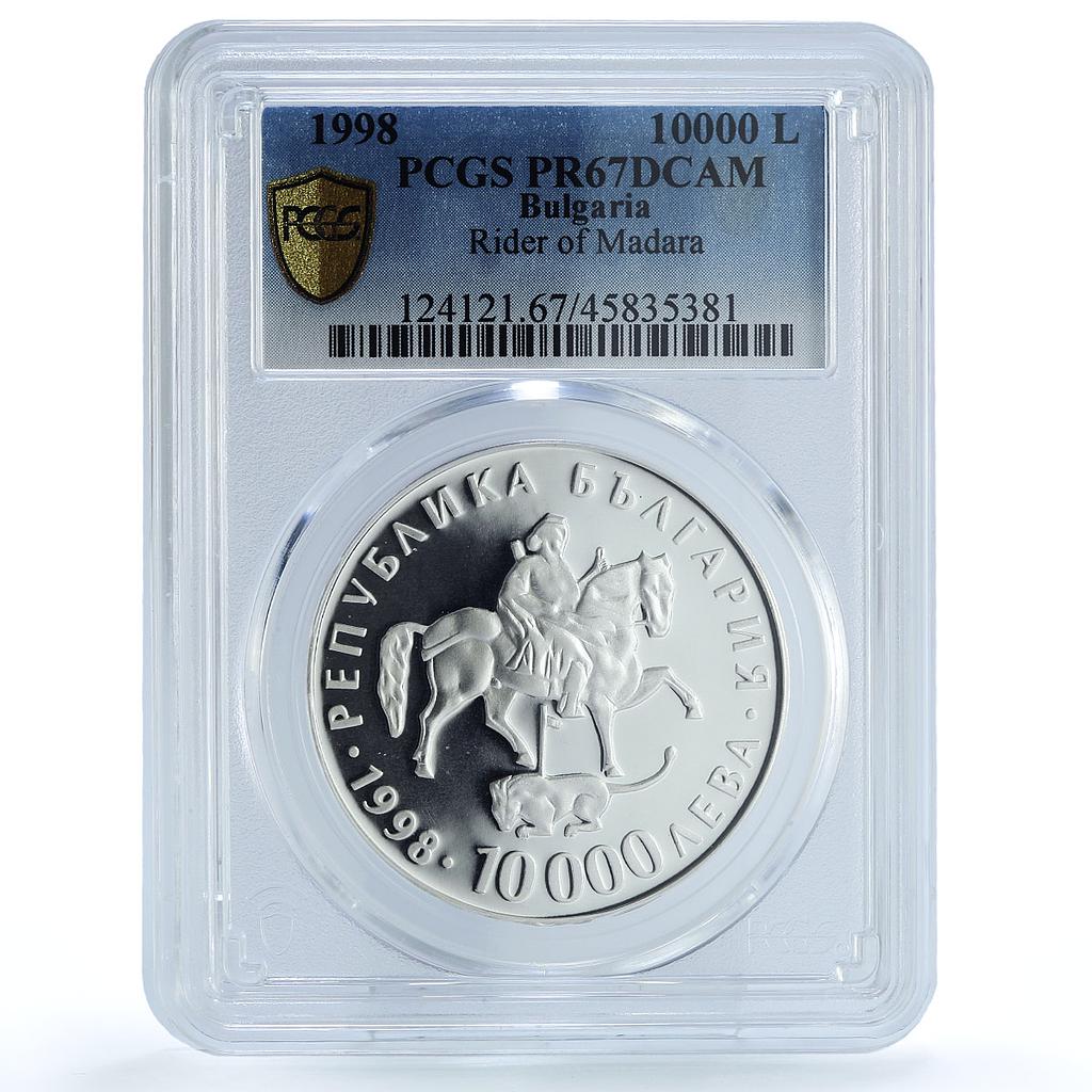 Bulgaria 10000 leva Euro Rhyton Rider of Madara PR67 PCGS silver coin 1998 Bulgaria 10000 leva Euro Rhyton Rider of Madara PR67 PCGS silver coin 1998