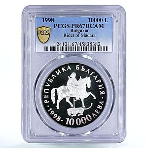 Bulgaria 10000 leva Euro Rhyton Rider of Madara PR67 PCGS silver coin 1998