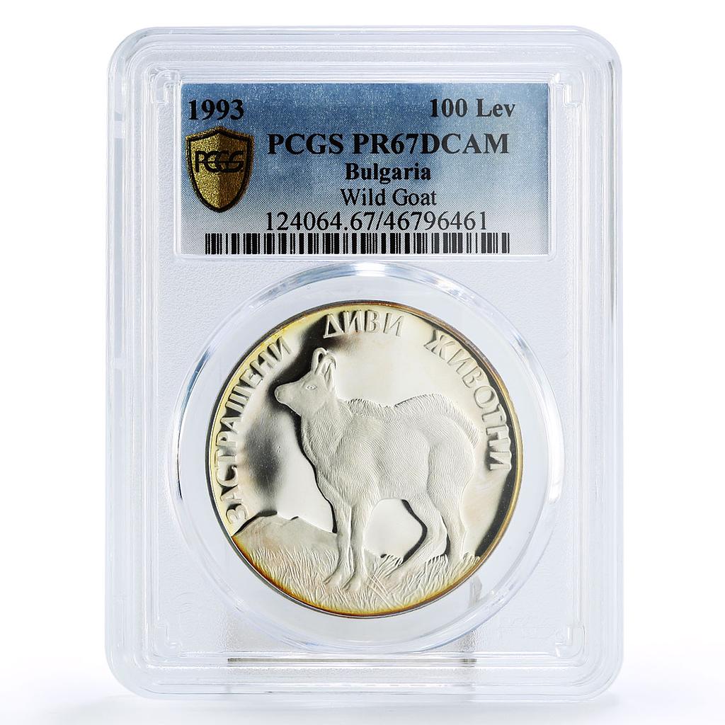 Bulgaria 100 leva Endangered Wildlife Wild Goat Fauna PR67 PCGS silver coin 1993