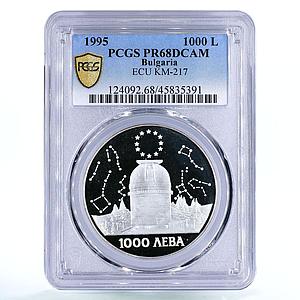 Bulgaria 1000 leva Rozhen Astronomical Observatory PR68 PCGS silver coin 1995