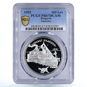 Bulgaria 100 leva The Radetsky Steam Liner Ship PR67 PCGS silver coin 1992