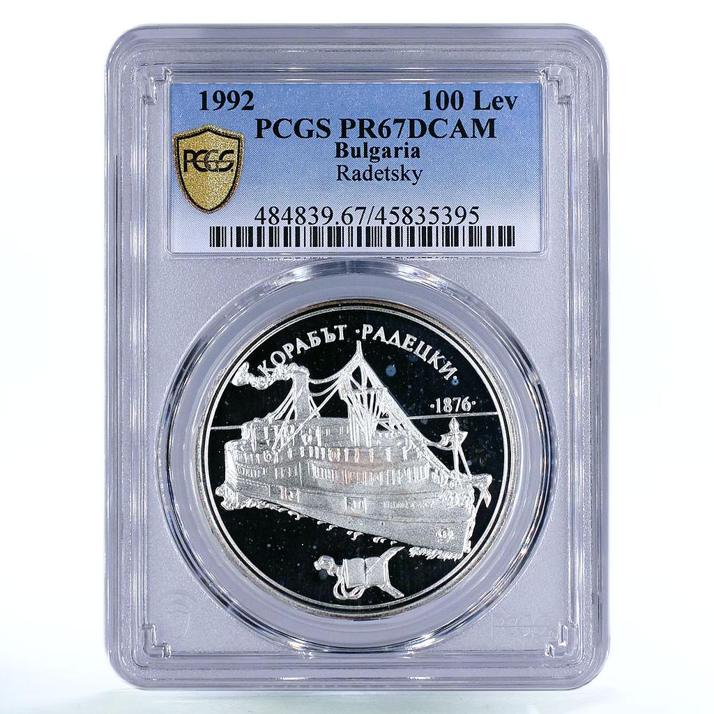 Bulgaria 100 leva The Radetsky Steam Liner Ship PR67 PCGS silver coin 1992
