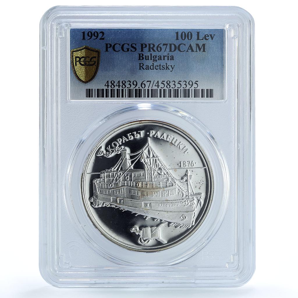 Bulgaria 100 leva The Radetsky Steam Liner Ship PR67 PCGS silver coin 1992 Bulgaria 100 leva The Radetsky Steam Liner Ship PR67 PCGS silver coin 1992