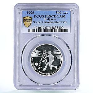 Bulgaria 500 leva Football Cup in France Small Date PR67 PCGS silver coin 1996