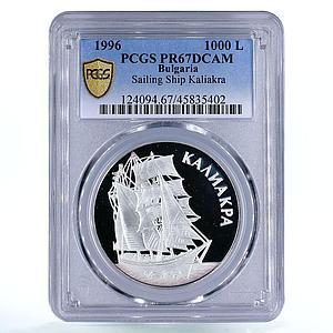 Bulgaria 1000 leva Sailing Ship Kaliakra PR67 PCGS proof silver coin 1996