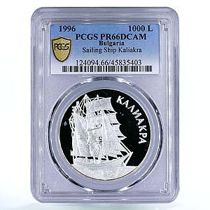 Bulgaria 1000 leva Sailing Ship Kaliakra PR66 PCGS proof silver coin 1996