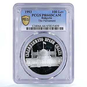 Bulgaria 100 leva National Parliament Building PR66 PCGS silver coin 1993
